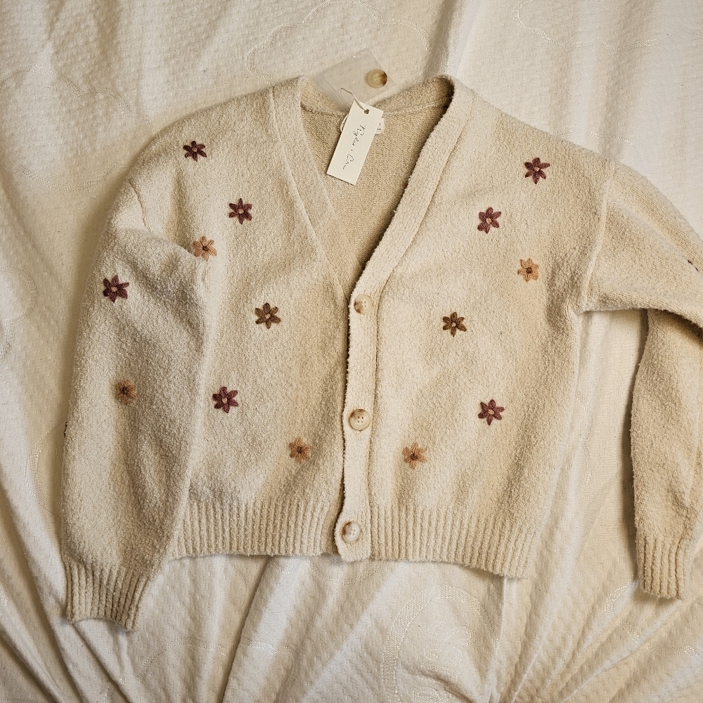 Rylee and cru boxy cropped cardigan flowers